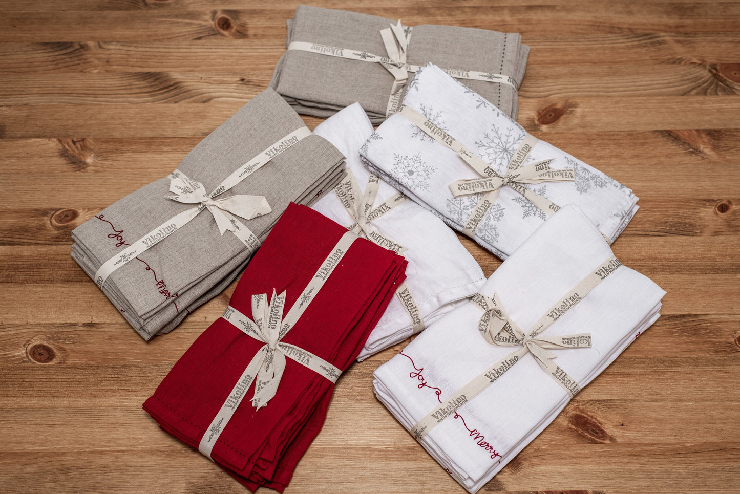 Rustic Red Linen Festive Table Napkins