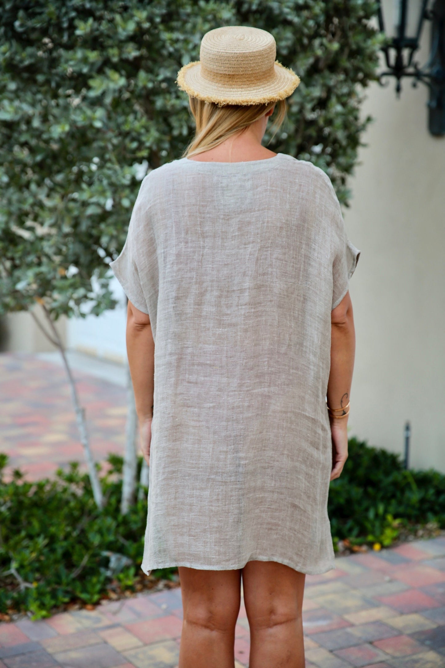 Linen Sheer( Gauze) Cover Up | V-Neck Sheer Loose Linen Tunic Top | Linen Sheer Beach Dress