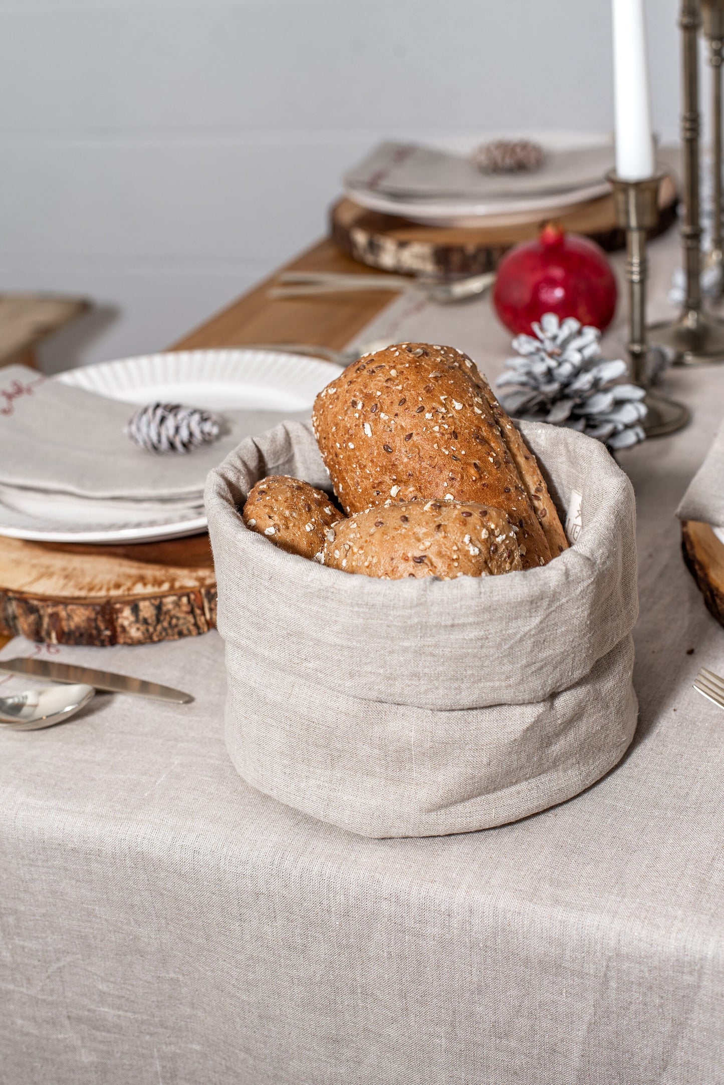 Linen Bread Basket: Natural Food Storage & Housewarming Gift
