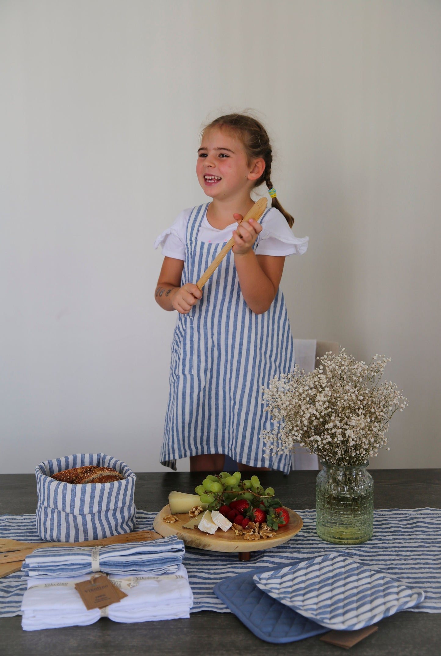 Versatile Linen Cross Back Apron - Matching Mother and Daugther Aprons