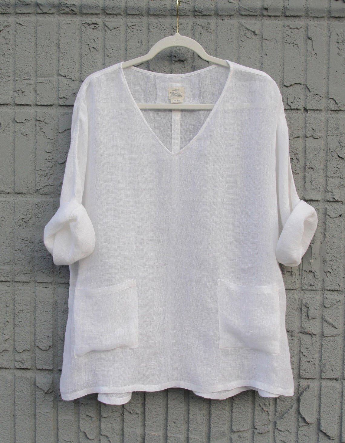 Long Sleeve Linen Tunic Top | Loose Linen Blouse | Oversized Linen Top