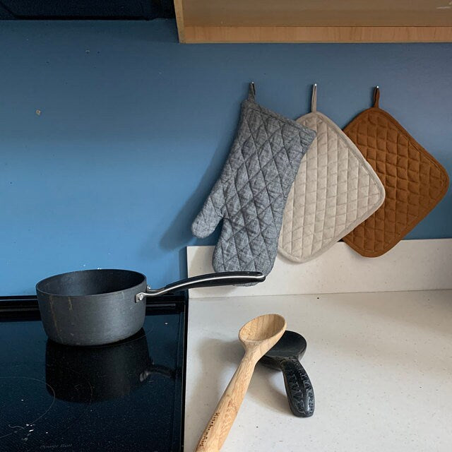 Linen Kitchen Set: Pot Holder & Oven Mitt