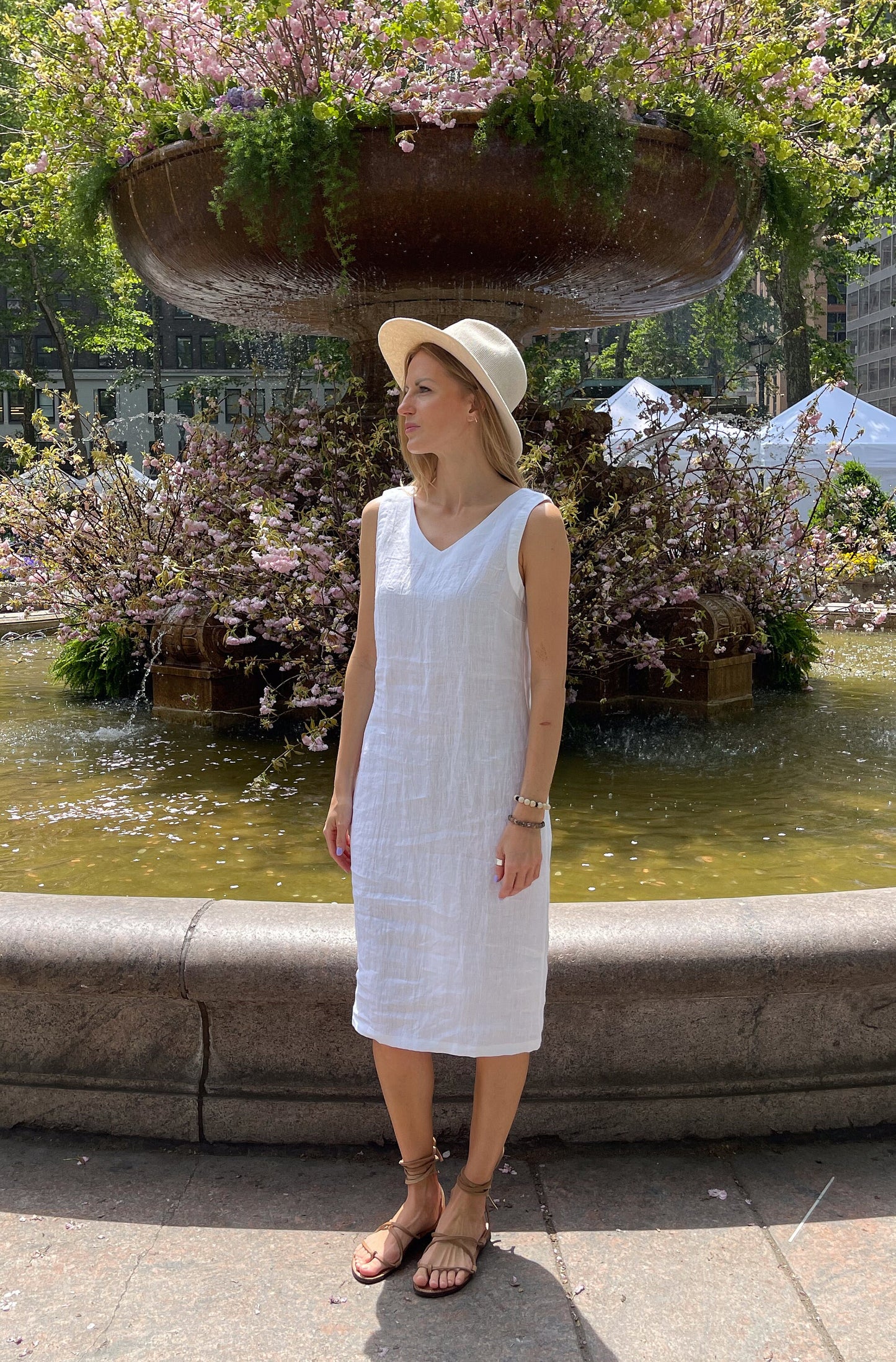 Classic Linen V Neck Summer Dress - Style and Simplicity