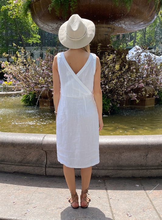 Classic Linen V Neck Summer Dress - Style and Simplicity