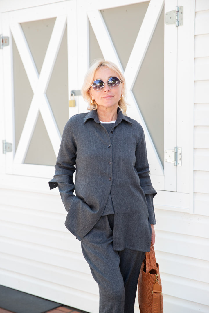 Merino Wool Cotton Linen Button Up Tunic