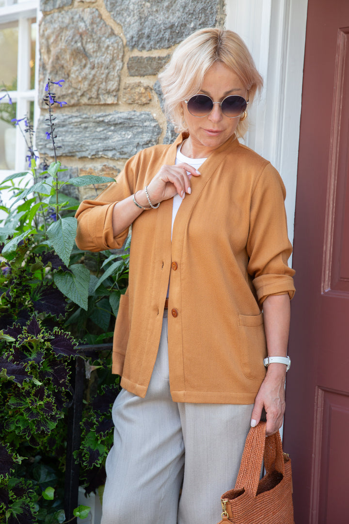 Merino Wool Cotton Linen Kimono Jacket, Fall Outfit