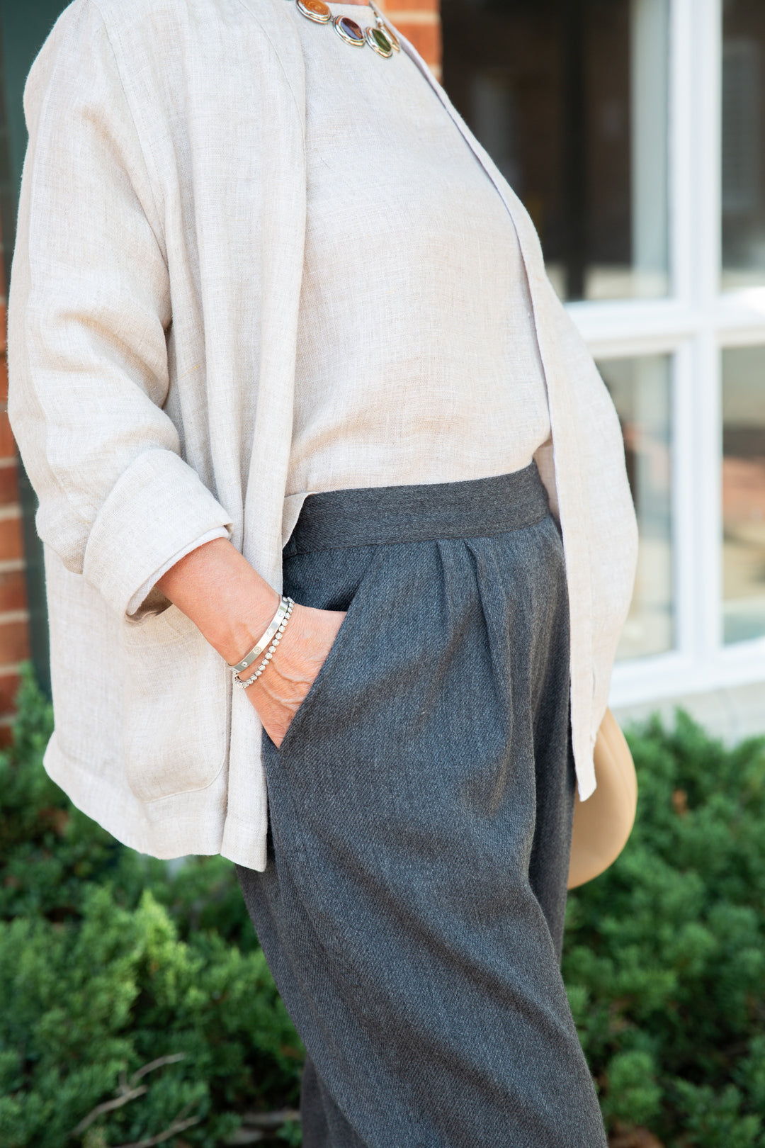 Merino Wool Cotton Linen Wide Leg Pants