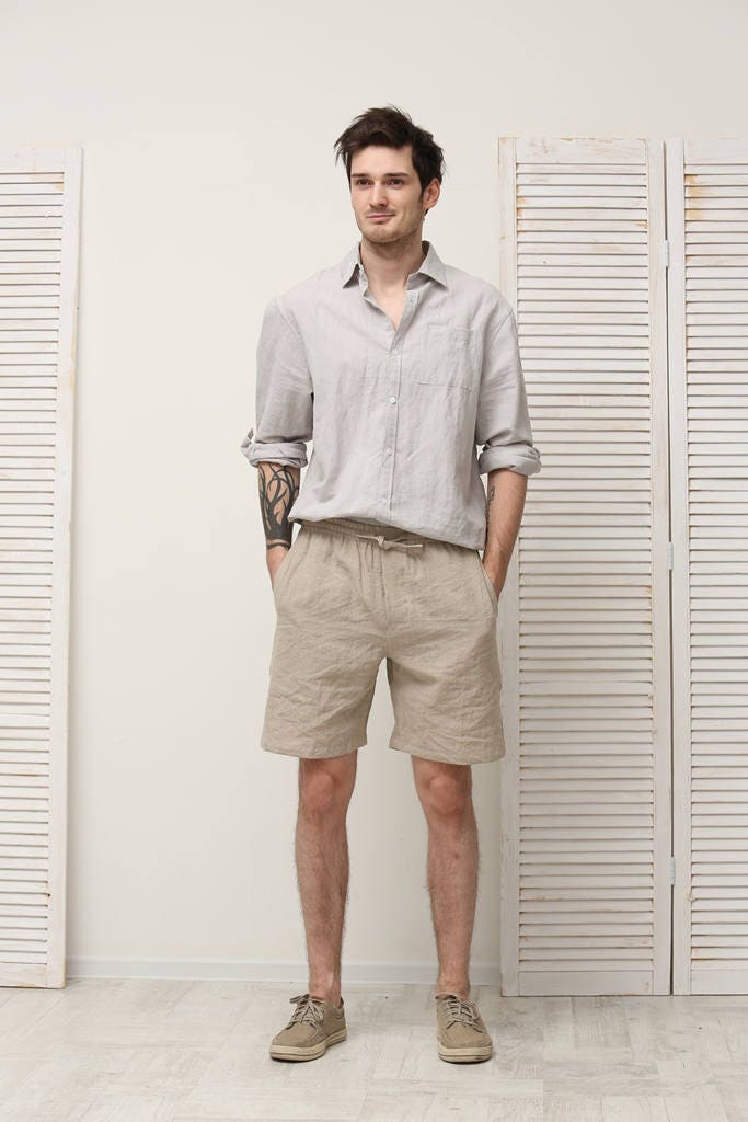 Close-up showcasing the premium texture and fabric of the Linen Shorts.