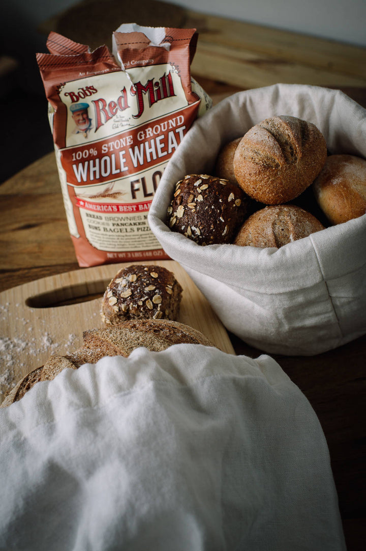 Linen Bread Basket: Natural Food Storage & Housewarming Gift