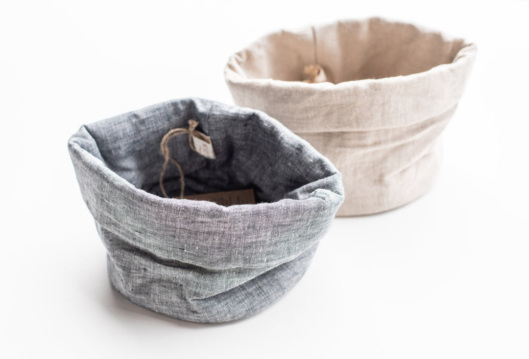 Linen Bread Basket: Natural Food Storage & Housewarming Gift