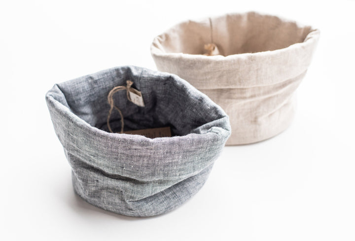 Linen Bread Basket: Natural Food Storage & Housewarming Gift