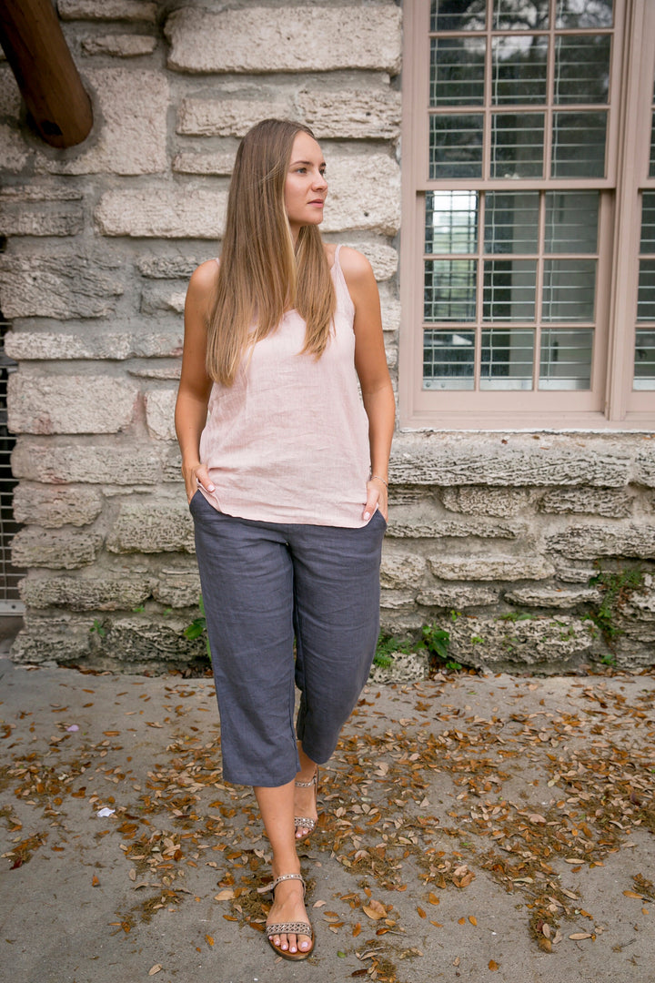 Linen Crop Pants for Women