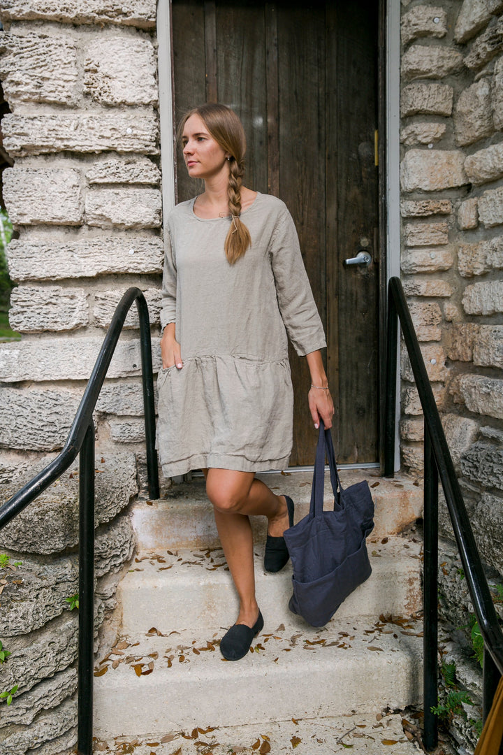 Capturing organic beauty with a 100% European flax linen dress.