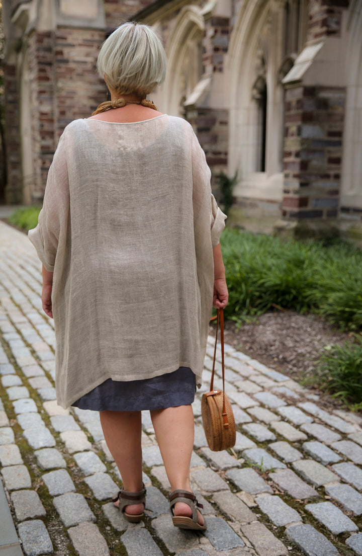 Long Sleeve Linen Sheer Tunic | Oversized Linen Tunic | Plus size