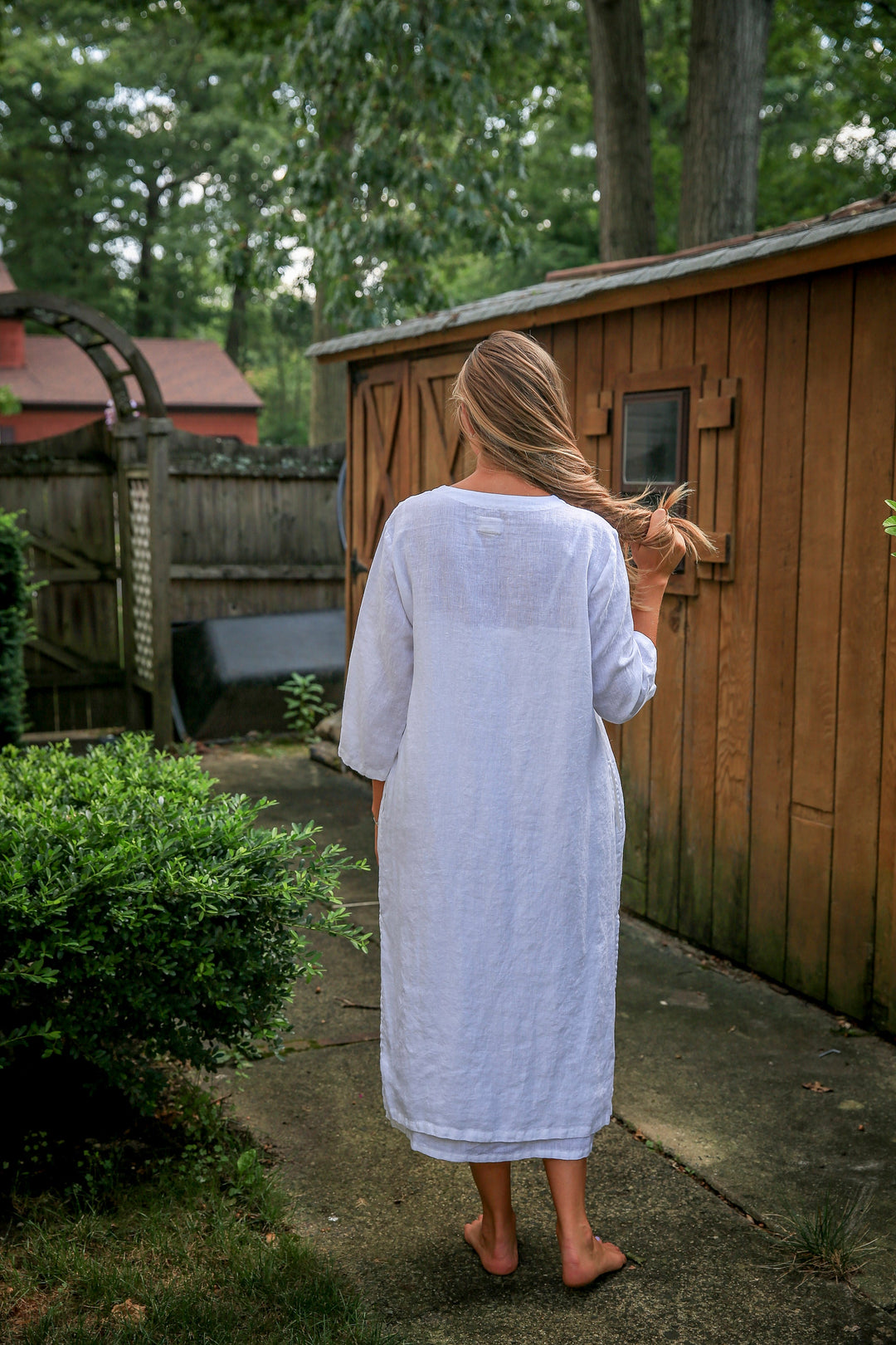 Linen Nadya Duster Caftan in Mustard Yellow