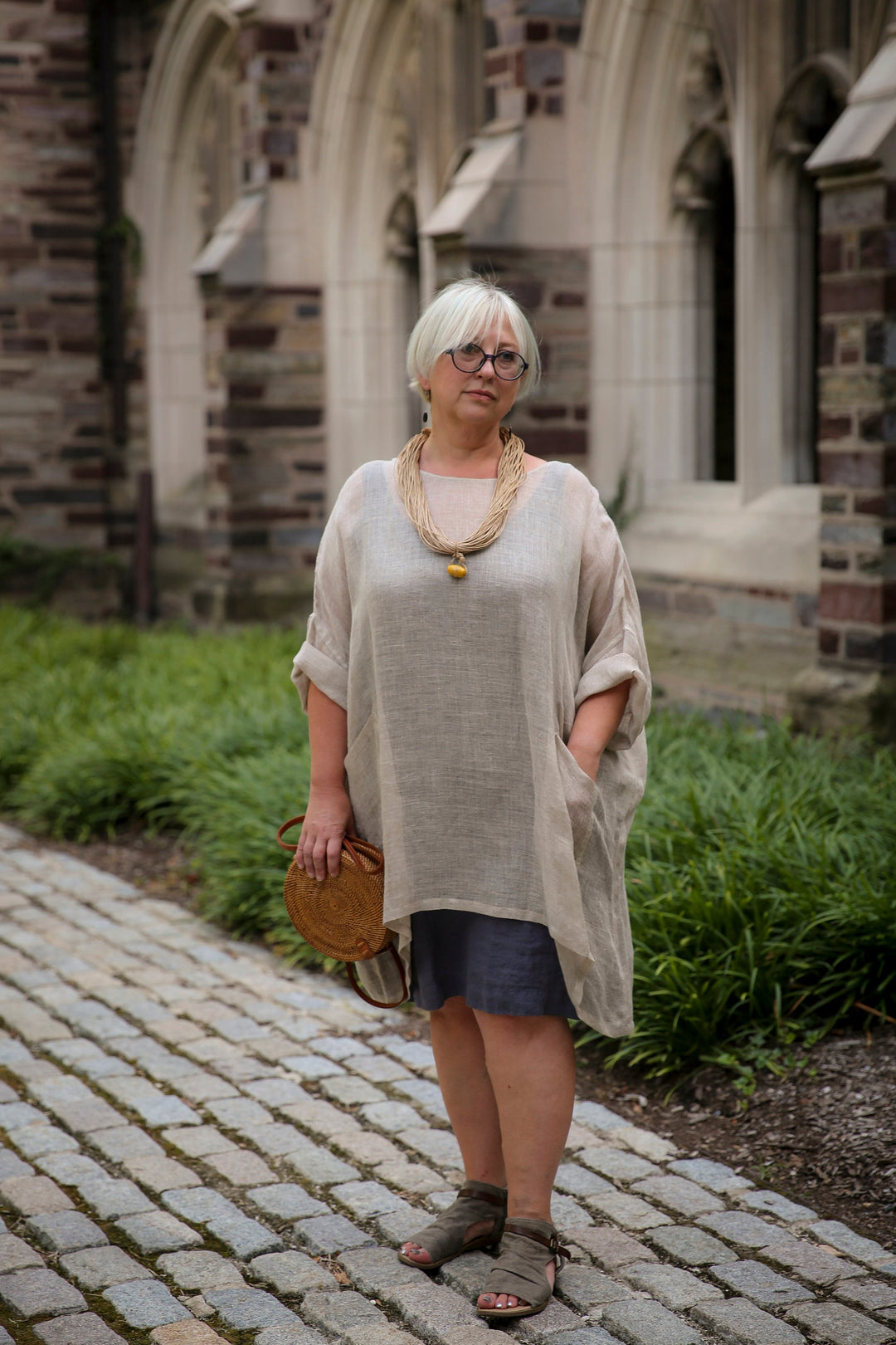 Long Sleeve Linen Sheer Tunic | Oversized Linen Tunic | Plus size