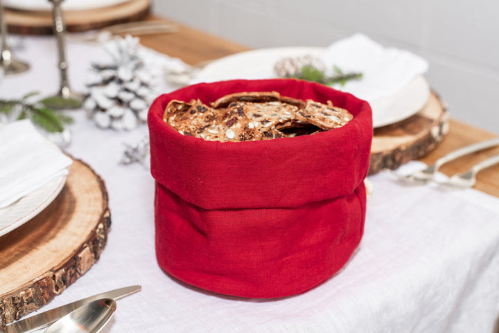 Linen Bread Basket: Natural Food Storage & Housewarming Gift