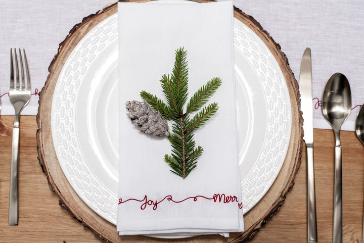 Rustic Red Linen Festive Table Napkins