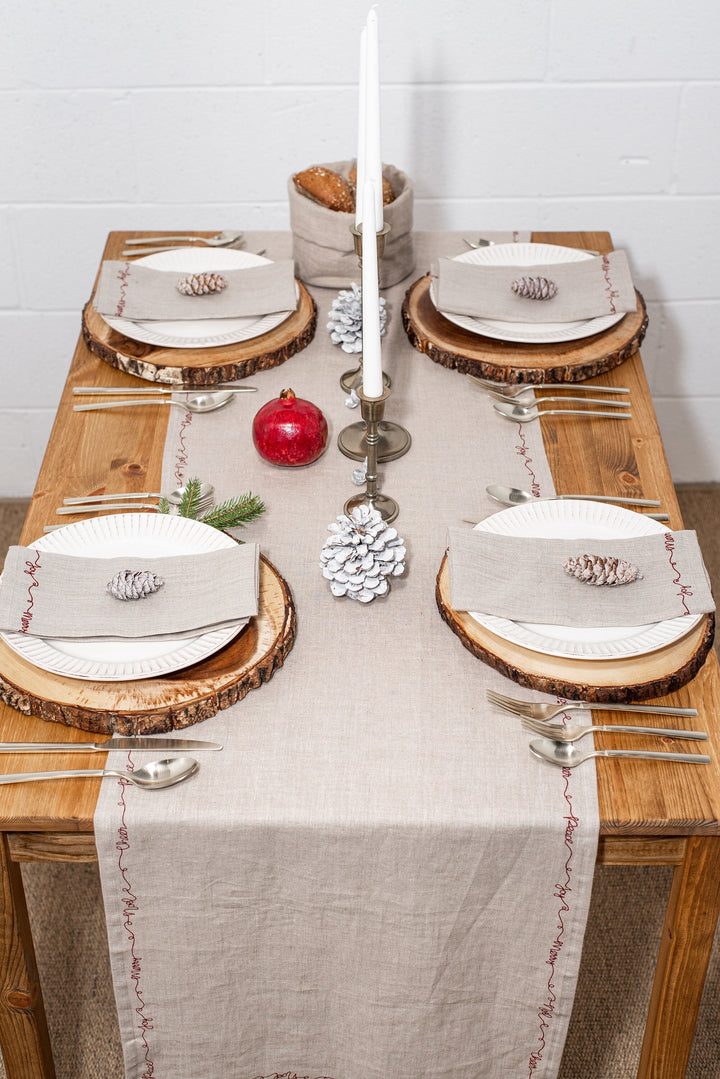 Rustic Red Linen Festive Table Napkins