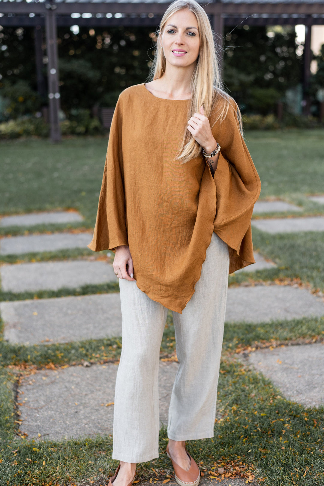 One Size Linen Poncho Wrap