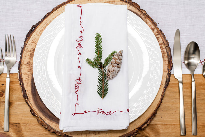 Rustic Red Linen Festive Table Napkins