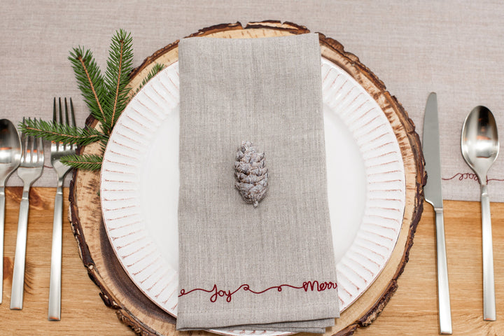 Rustic Red Linen Festive Table Napkins