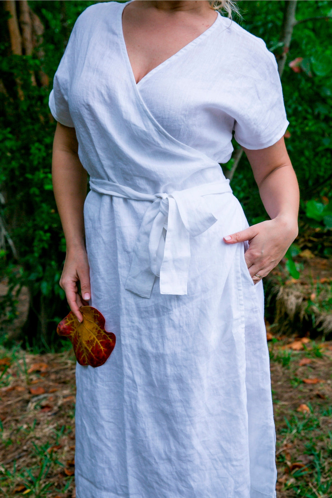 Classic Linen Wrap Dress