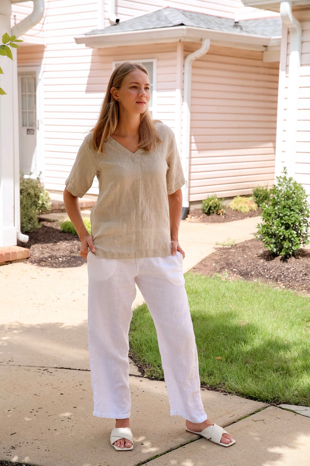 Linen V Neck Top, Linen Top