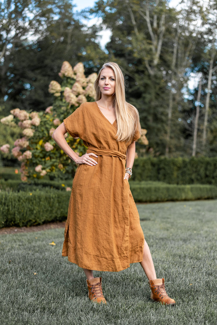 Classic Linen Wrap Dress