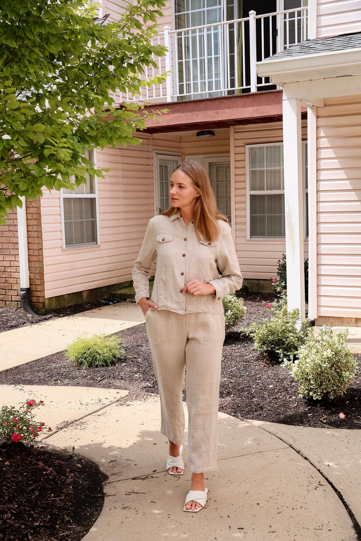 Angled shot of the jacket lapels for a sophisticated look.