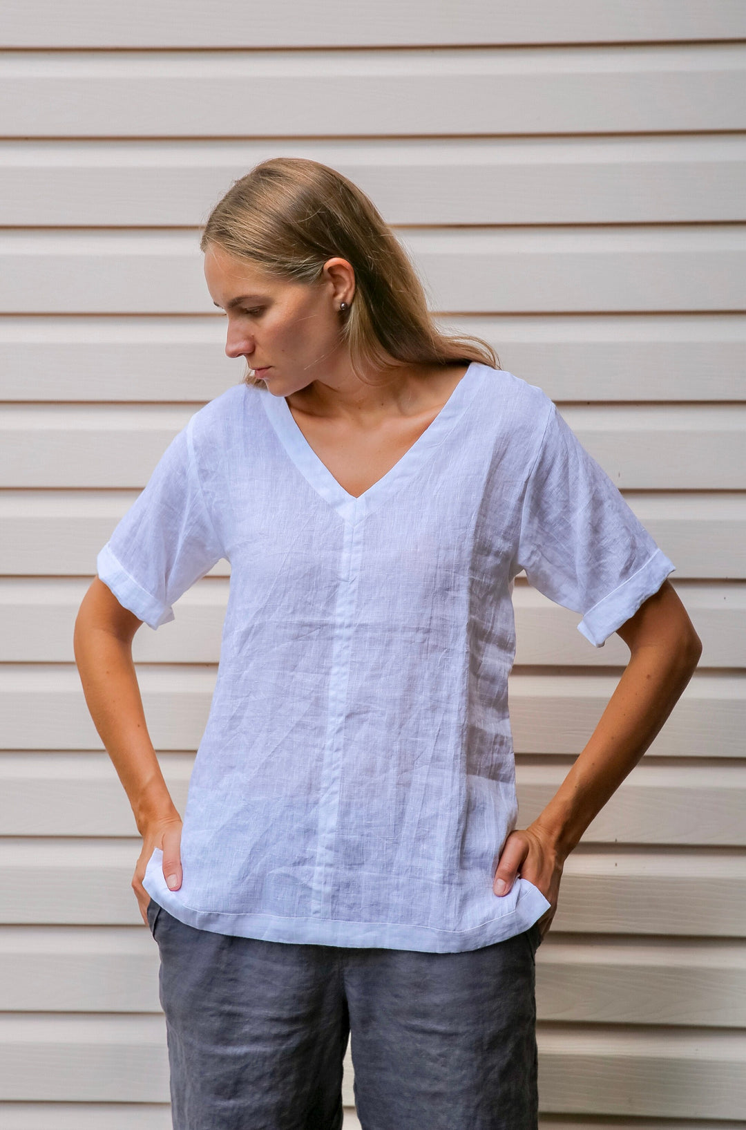 Linen V Neck Top, Linen Top