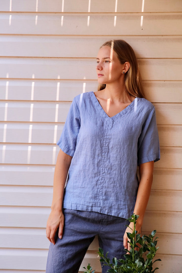 Linen V Neck Top, Linen Top