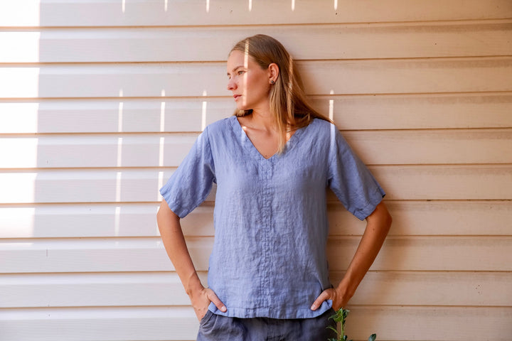 Linen V Neck Top, Linen Top