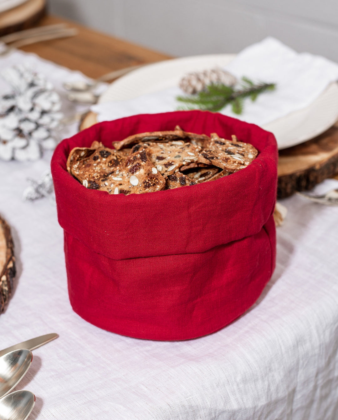 Linen Bread Basket: Natural Food Storage & Housewarming Gift