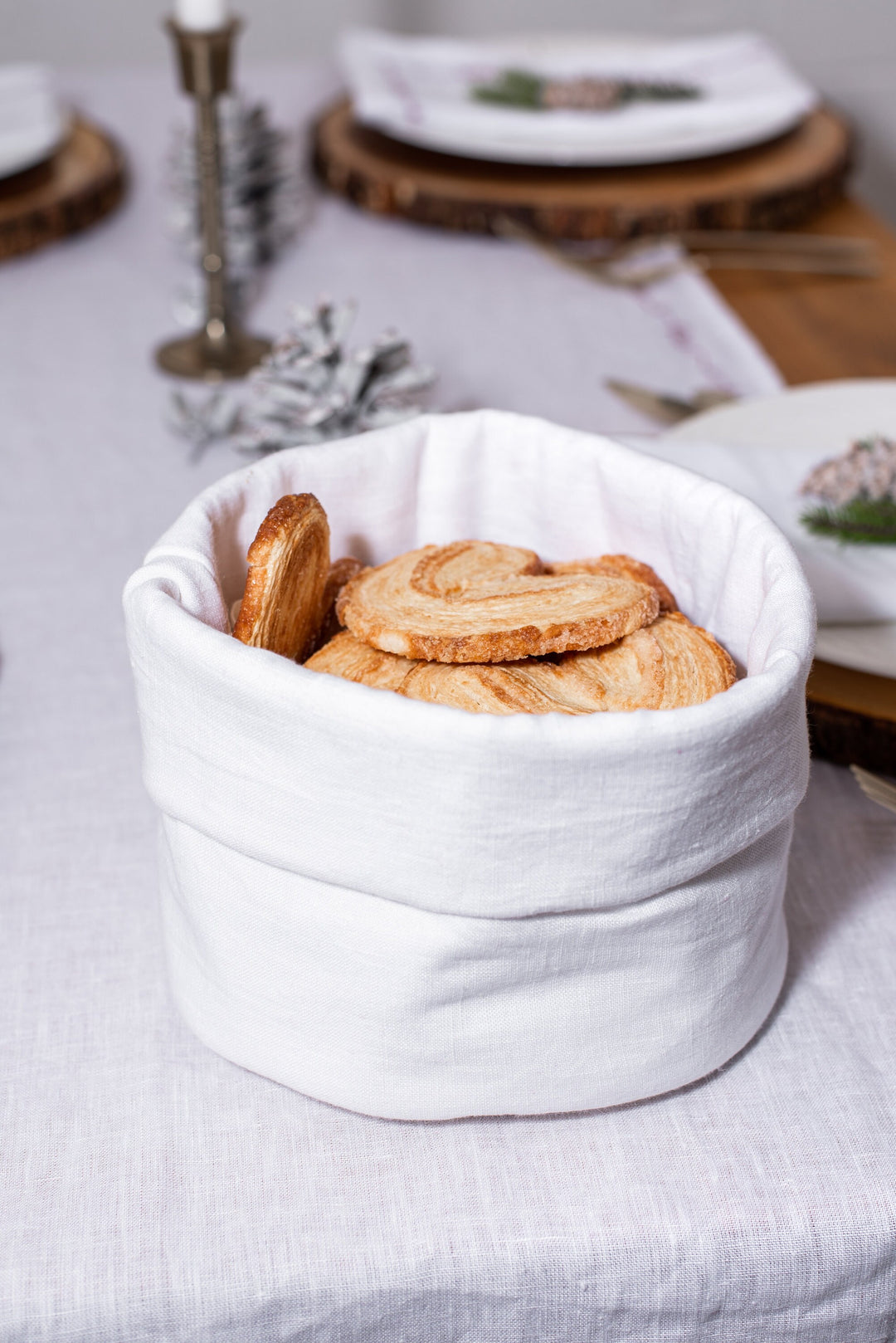 Linen Bread Basket: Natural Food Storage & Housewarming Gift