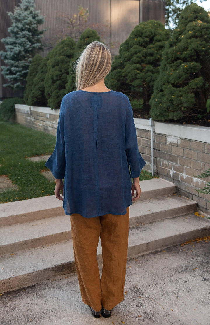 Long Sleeve Linen Tunic Top | Loose Linen Blouse | Oversized Linen Top