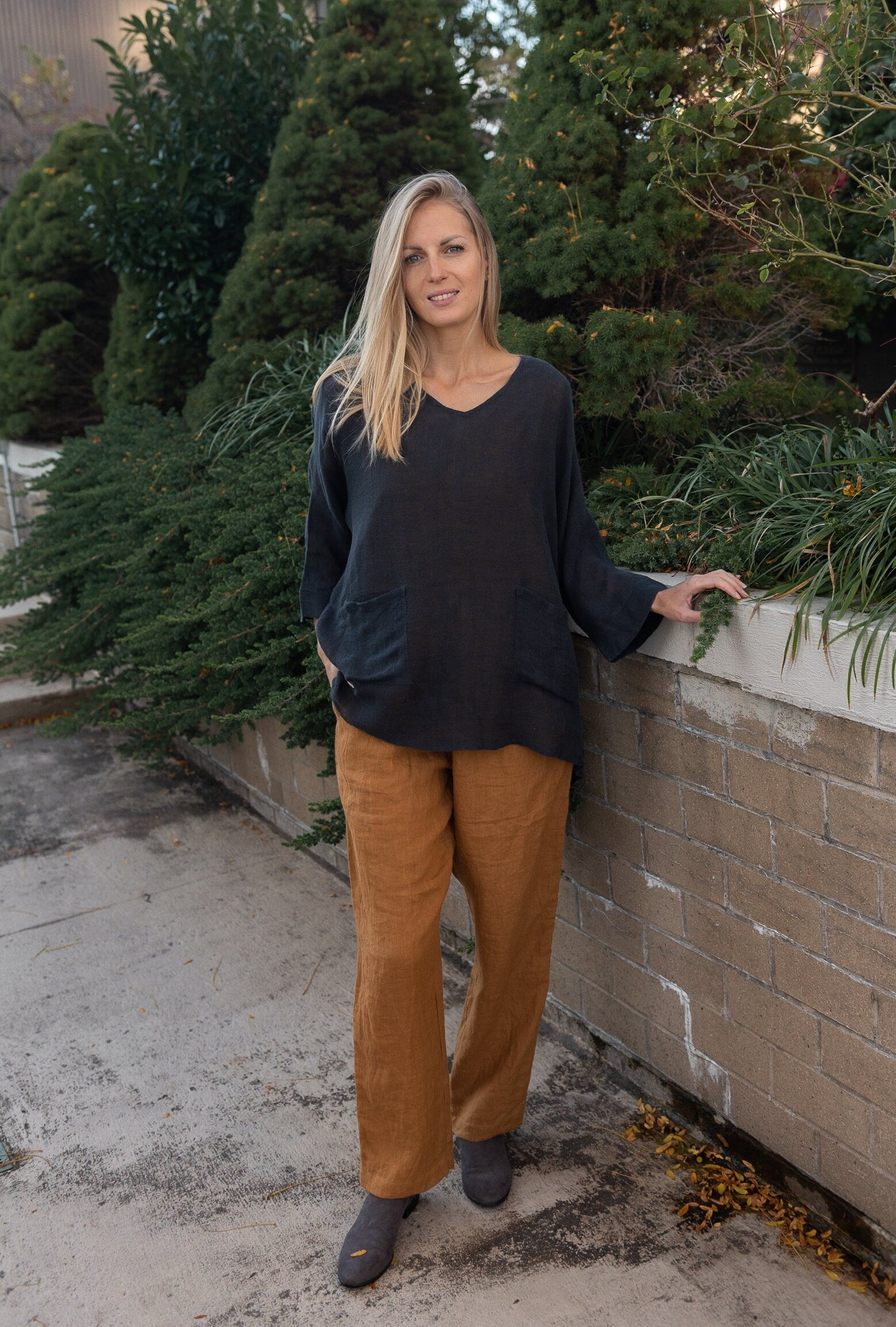 Long Sleeve Linen Tunic Top | Loose Linen Blouse | Oversized
