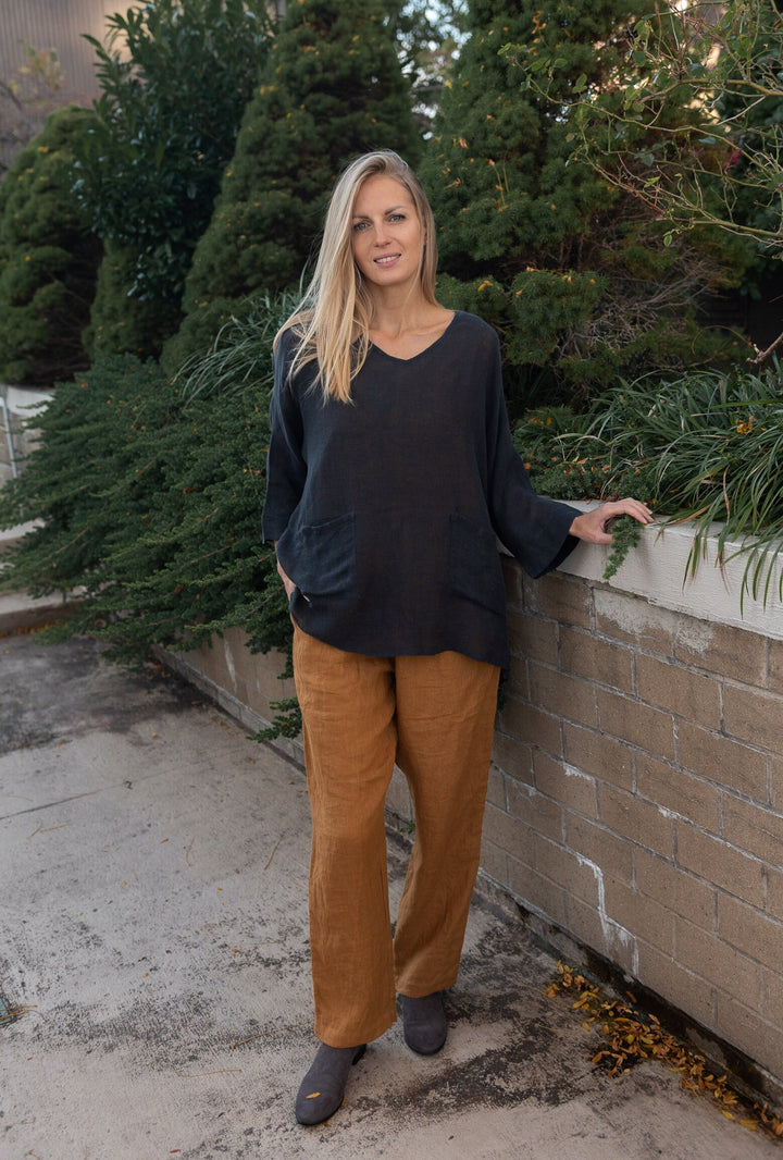 Long Sleeve Linen Tunic Top | Loose Linen Blouse | Oversized Linen Top