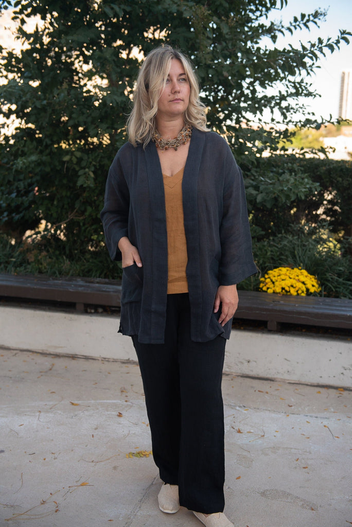 Oversized Boho Linen Cardigan with Pockets | Women's Wear