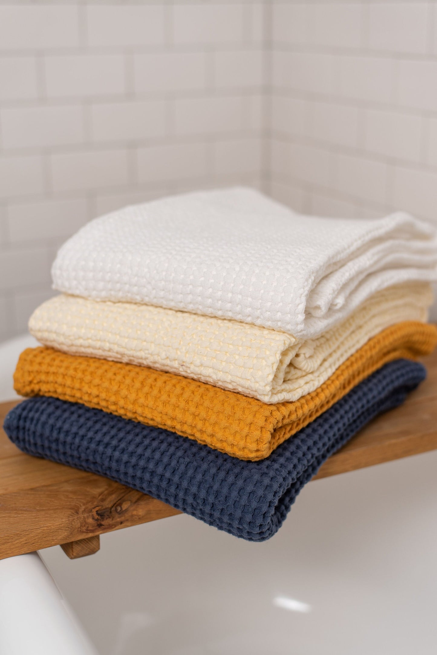 Luxury Waffle Linen Towel Collection - Washcloth, Hand, and Bath Towels