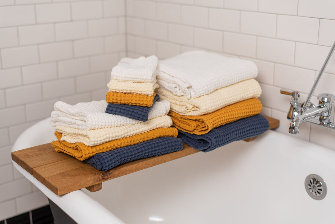 Luxury Waffle Linen Towel Collection - Washcloth, Hand, and Bath Towels