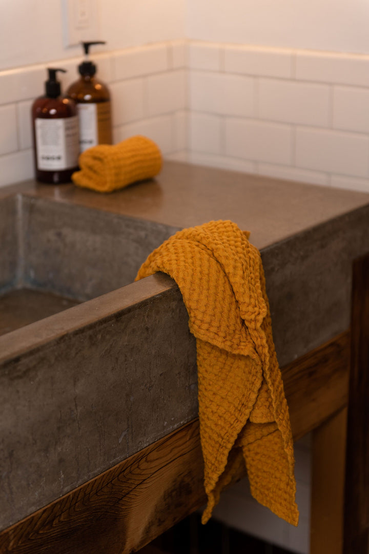 Luxury Waffle Linen Towel Collection - Washcloth, Hand, and Bath Towels