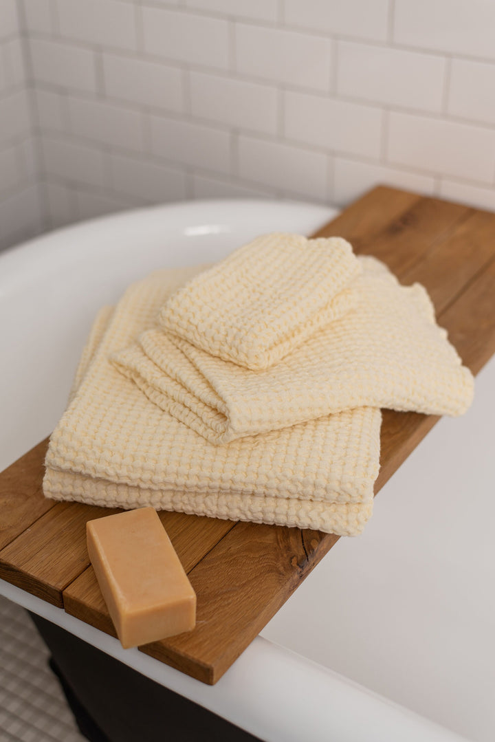 Luxury Waffle Linen Towel Collection - Washcloth, Hand, and Bath Towels