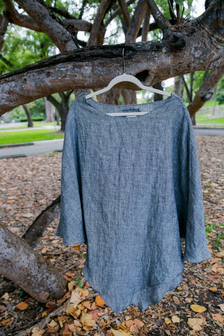 One Size Linen Poncho Wrap