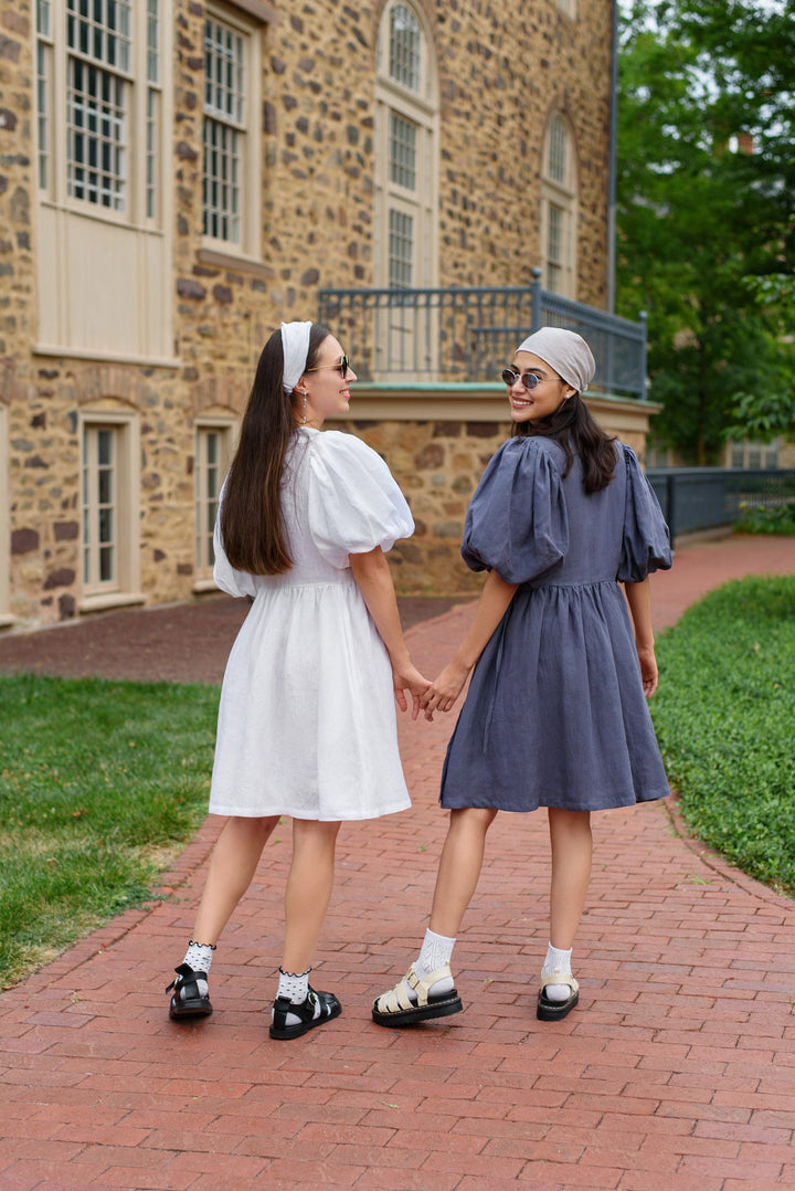 Chic Puffy Sleeve Linen Wrap Dress