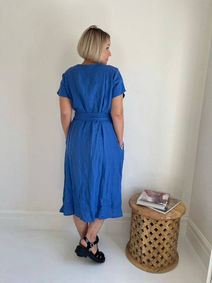 Classic Linen Wrap Dress