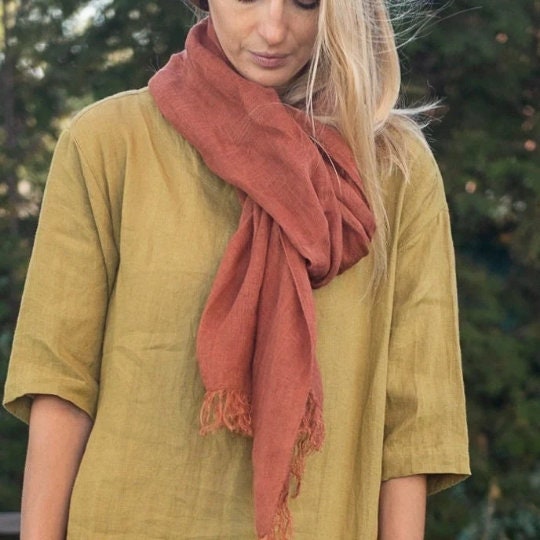 Mustard Linen Scarf shops Shawl Wrap Stole