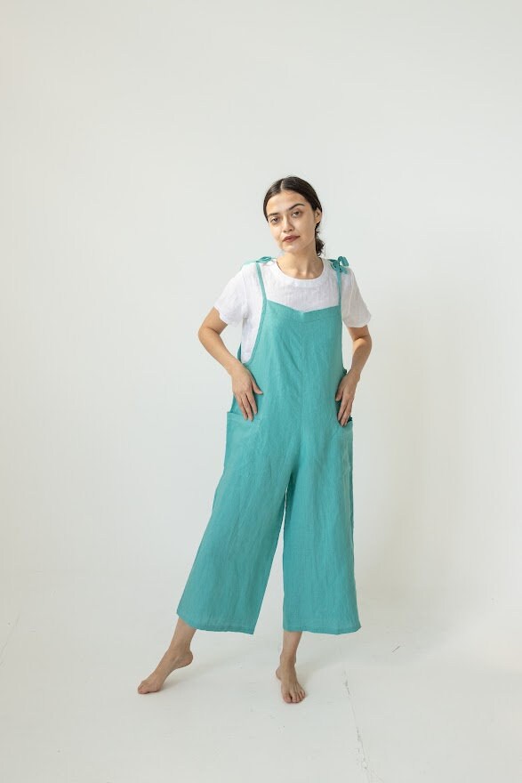 Linen Wide-Leg Overall Romper