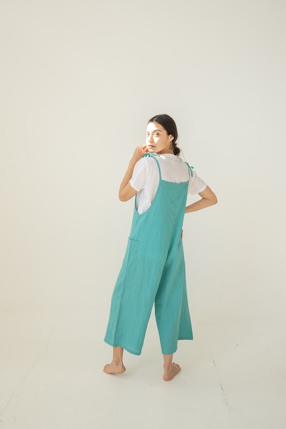 Linen Wide-Leg Overall Romper