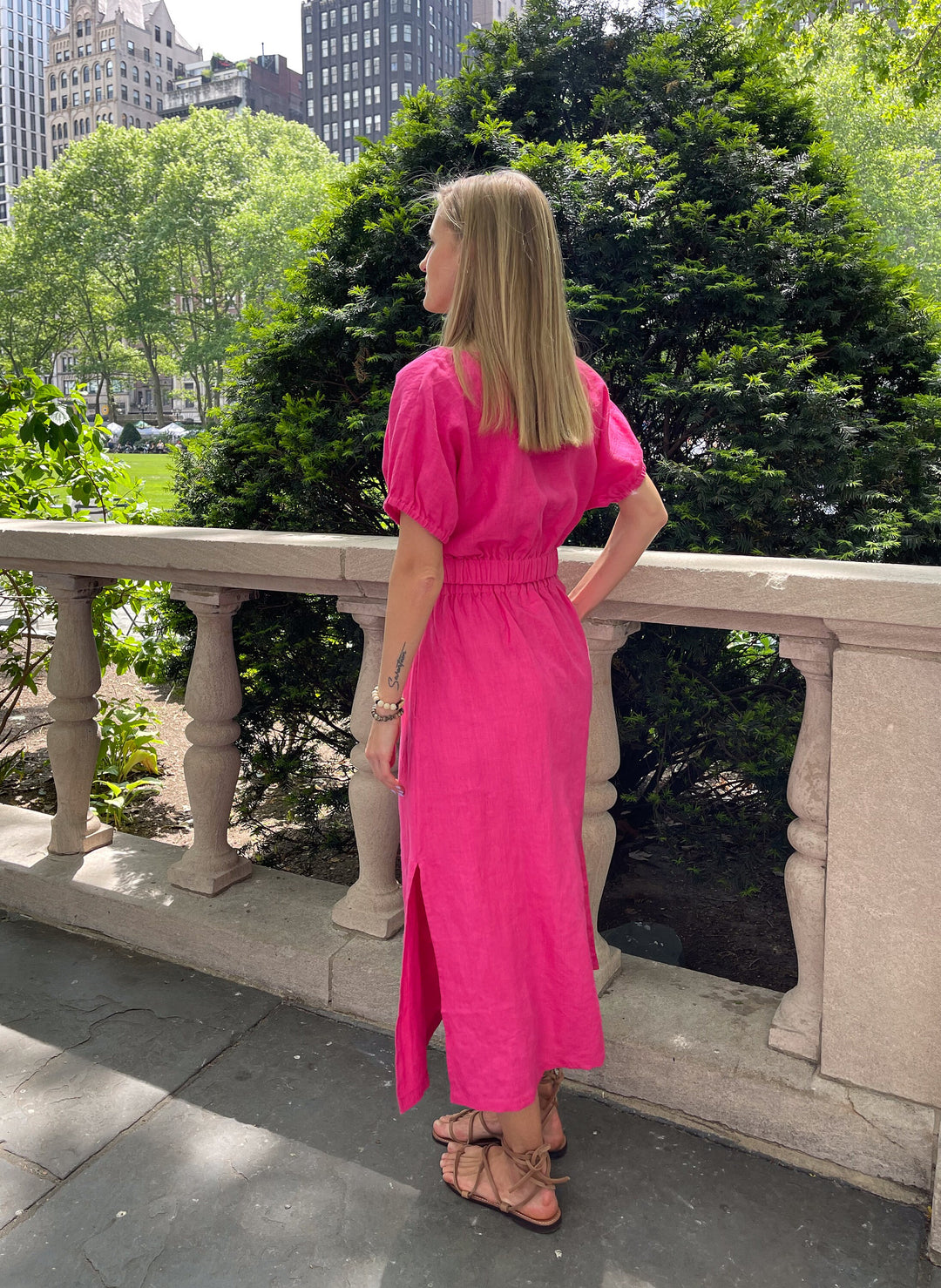 Linen skirt styled for a casual summer day.